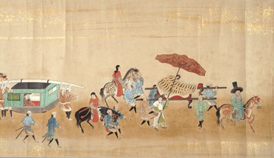 Sechste koreanische Botschaft nach Japan in Meireki 1 zur Zeit der Nachfolge von Tokugawa Ietsuna im Jahr 1651, möglicherweise von Kano Masunobu (1625-94) (Rollbild) (Detail) von Japanese School